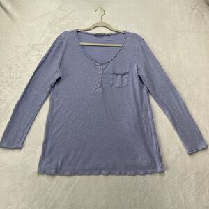 Soft‎ Surroundings Top Womens Medium Purple Delilah Henley Long Sleeve Tunic